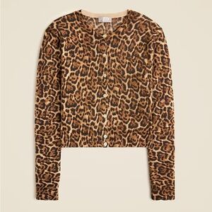 J.Crew Featherweight cashmere cardigan in leopard print